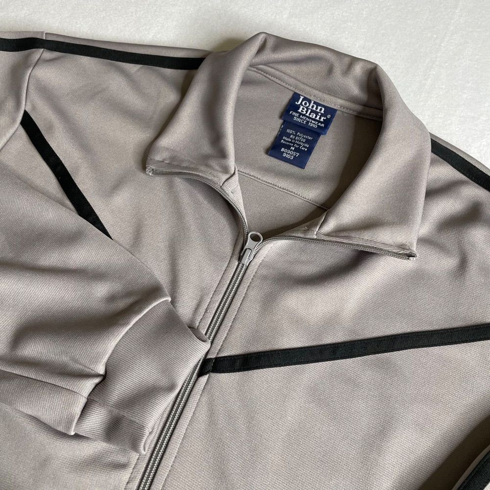 VTG John Blair Jacket Men's‎ Sz Med Gray Windbreaker Lightweight Lined  Full Zip